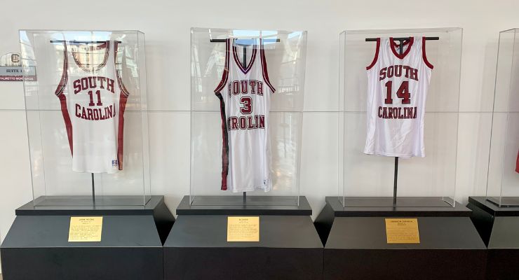 Jerseys on display at Colonial Life Arena