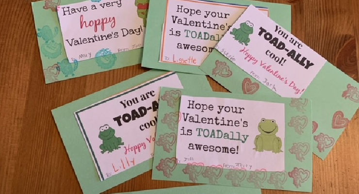 frog valentine's day card printables