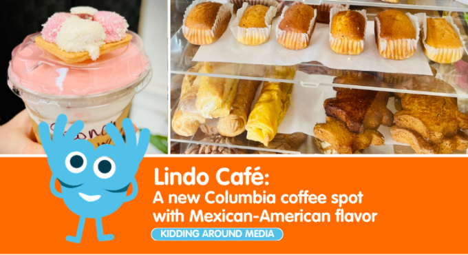 Featured article image with title, sponch coffee, and pastry cabinet