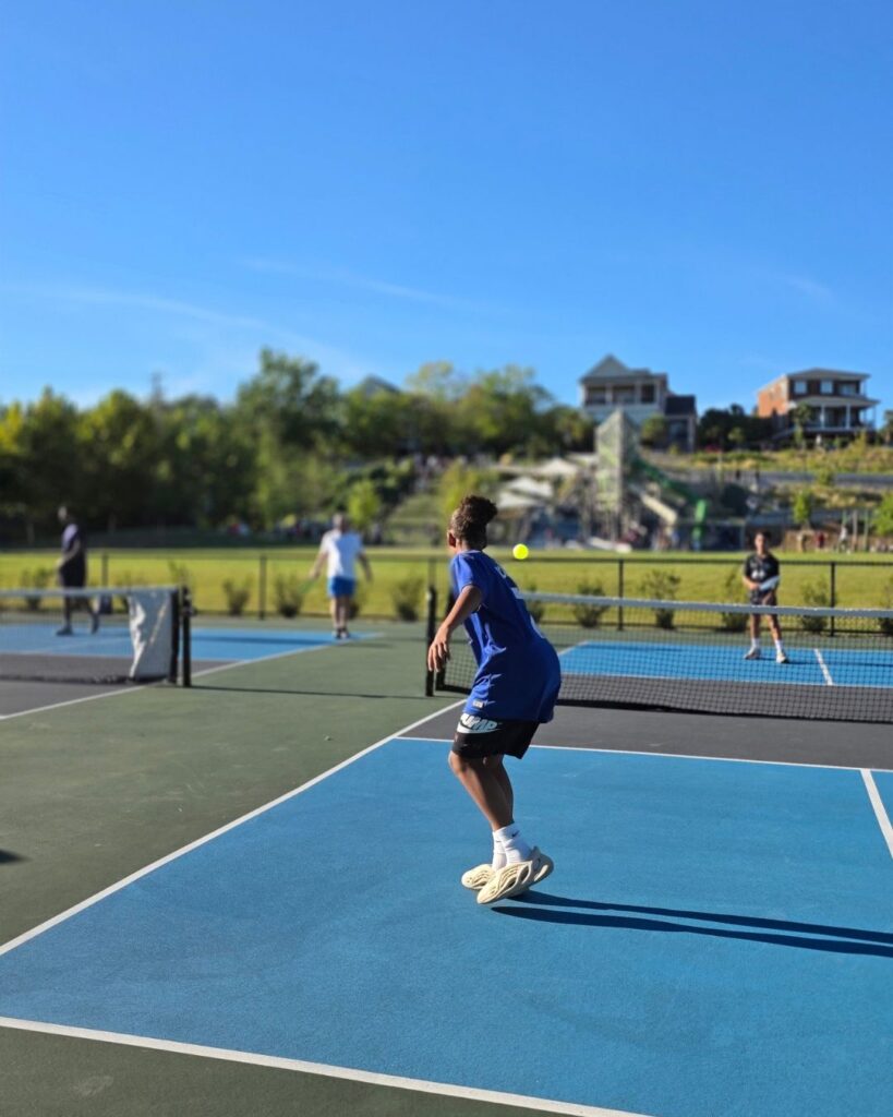 Playing pickleball at Finlay Park