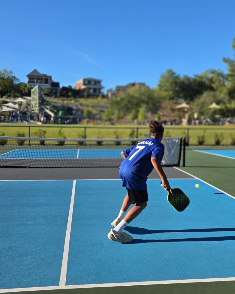 Playing pickleball at Finlay Park