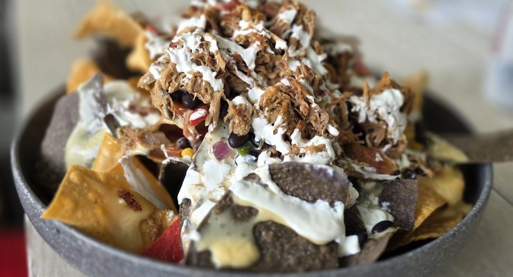 Giant smokehouse nachos at 518 Smokehouse in Chapin SC perfect for sharing at the table