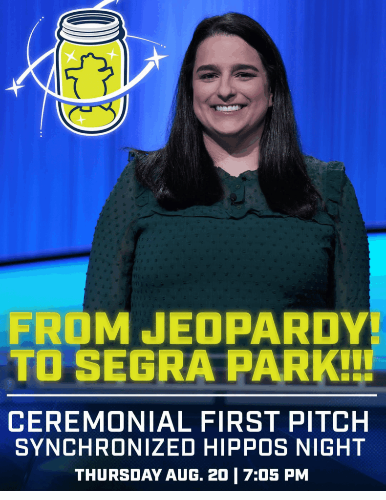 Jeopardy contestant for Hippo Night with the Columbia Fireflies