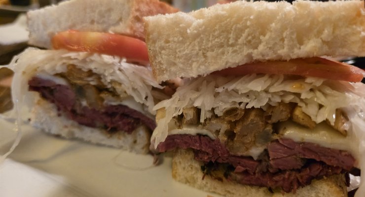 The Steelworker sandwich at O'Hara's Public House in Lexington SC, inspired by Pittsburgh's Primanti Brothers