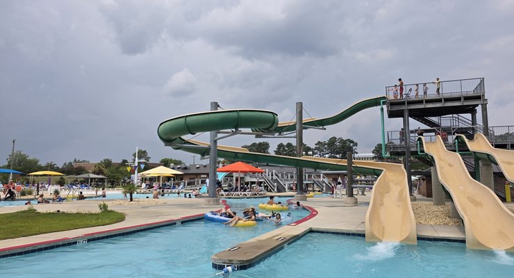 Palmetto Falls Water Park pool and slides at Fort Jackson Columbia SC